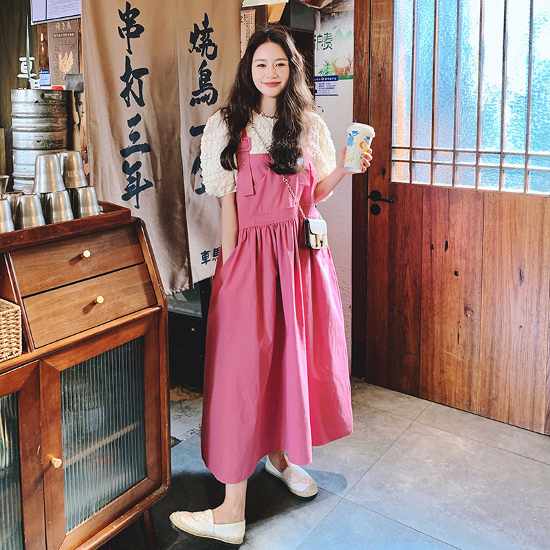 档口2026夏季设计感树莓粉宽松显瘦背带裙88616-P145K198,女装连衣裙,2C069