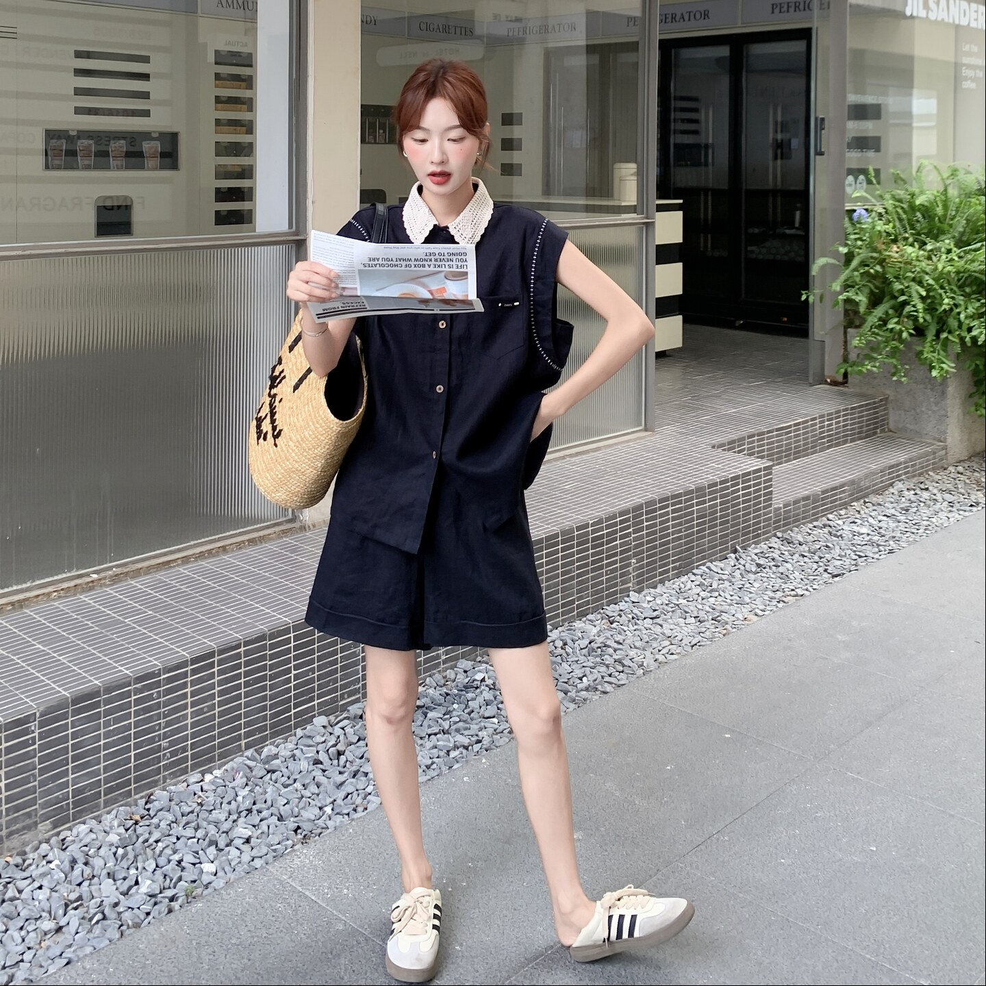现货！高品质欧洲站刺绣衬衫两件套装C258-2637P150K228,女装套装/套裙,2C258