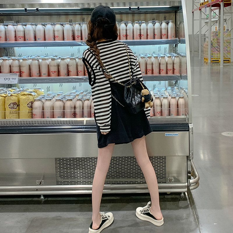 现货2025夏季新款条纹短裤两件套2C053款号501/P125/K188,女装连衣裙,2C053