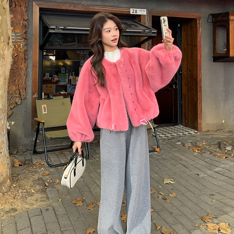 糖果色多巴胺水貂绒仿皮草外套女冬皮毛一体2C353/8660/P170/K258,女装短外套,2C353
