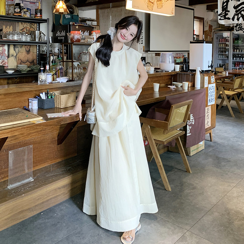 法式气质茶歇背心上衣女2025夏季新款宽松显瘦半身长裙图片