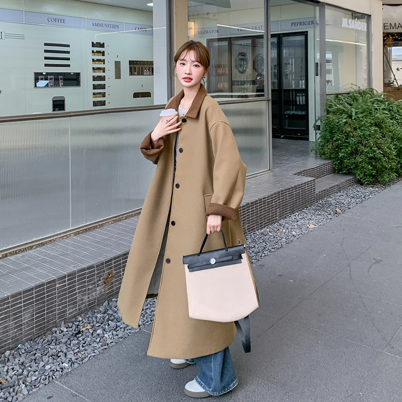 时髦气质感双面羊毛大衣女2025冬季时尚韩系高级感保暖淡人呢外套,女装毛呢外套,2C166