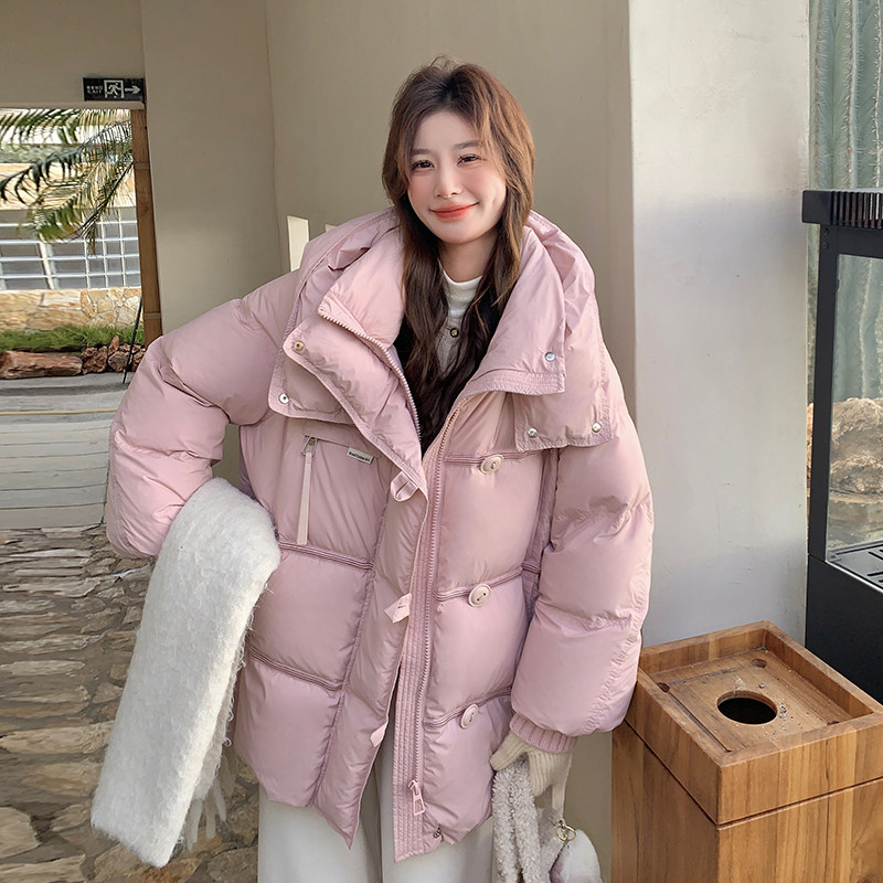羽绒服女冬韩系中长款2024冬新款时尚超好看连帽韩系外套小个子厚,女装羽绒服,2C113