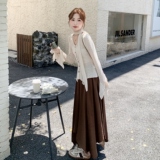 文艺复古减龄套装裙女2025秋季新款不规则针织上衣半身裙两件套，女装套装/套裙，2C012