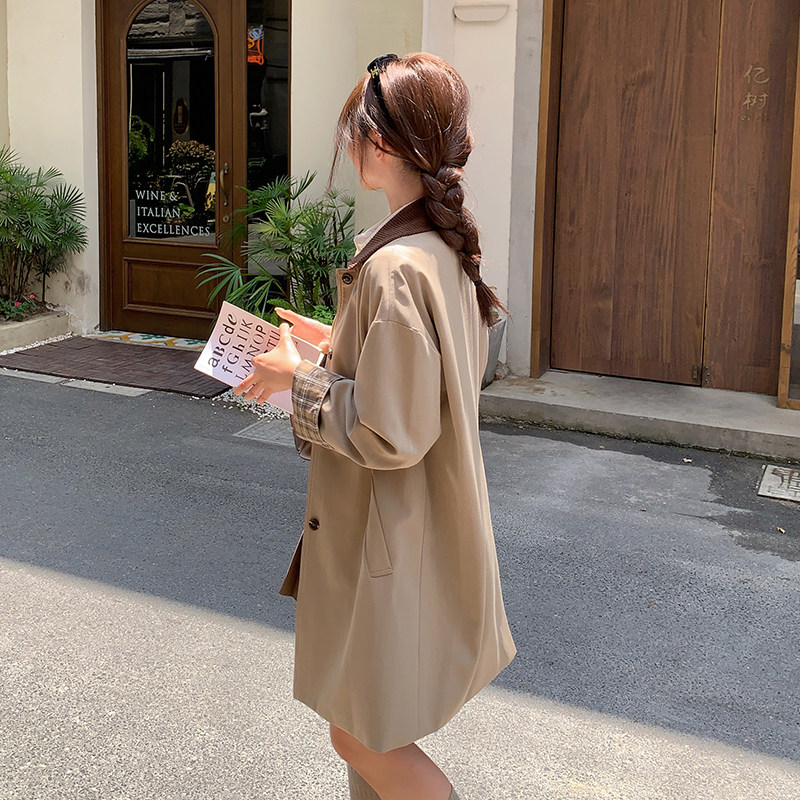 【现货新款】秋季中长款风衣卡其色宽松外套2C353-8651-p155-k238,女装风衣,2C353