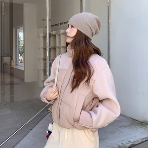 粉色超好看羽绒服女短款2025冬季新款甜美减龄设计感白鸭绒厚外套图片