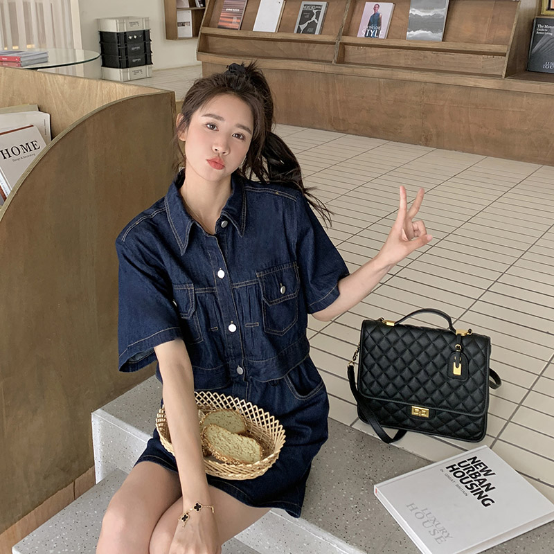 主推现货2025夏季新款牛仔假两件连衣裙C022-9033-P115-K178,女装连衣裙,2C022