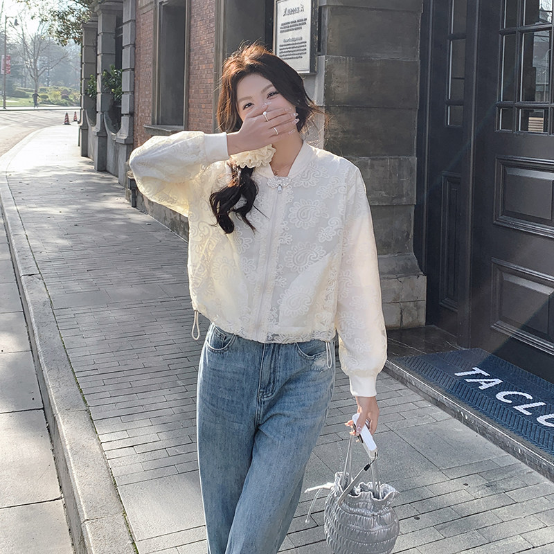 镂空蕾丝小香风短外套女春秋2025新款防晒夹克上衣法式温柔风爆款,女装防晒衣,2D148