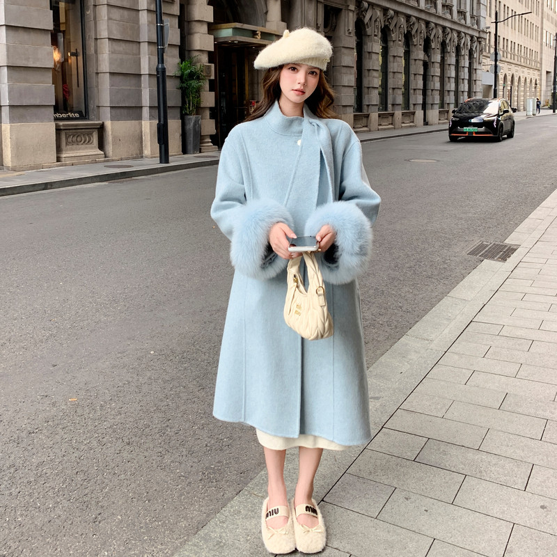 双面羊绒大衣女中长款2025年秋冬新款羊毛高端甜美千金感毛呢外套,女装羊绒大衣,2C115