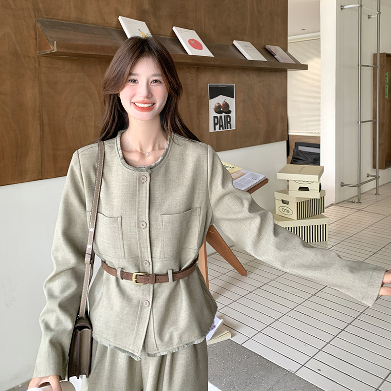 【文艺系】套装外套+阔腿裤赠皮带2C277-7706-P175-K238,女装套装/套裙,2C277