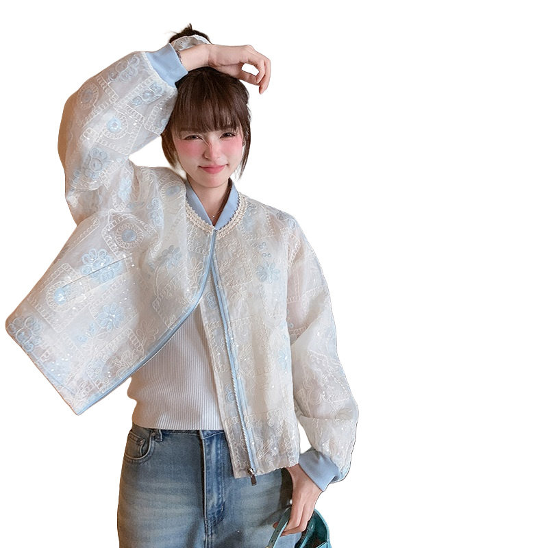 现货25春夏新款防晒外套刺绣蕾丝外套1C086-726-P160-K248,女装短外套,2D044