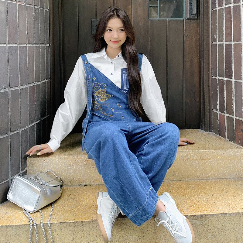 新品24年秋季新款牛仔刺绣连体裤2C112-C335-P125-K178,女装连体裤,2C112