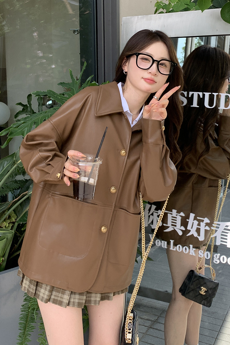 现货秋装新款PU皮衣2C092-681-P145-K198,女装皮衣,2C092