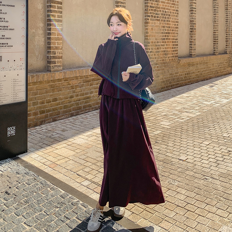 现货：秋装新款时尚休闲PU皮外套半身裙两件套2C135-6813P185K258,女装套装/套裙,2C135