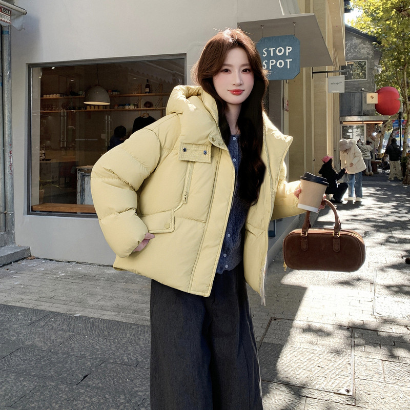 现货新款韩东大门加厚保暖羽绒服百搭连帽面包服女装外套女,女装羽绒服,2B114