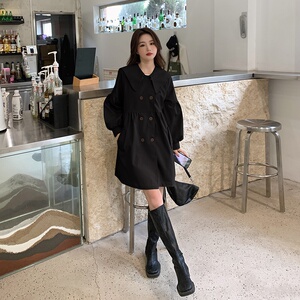 娃娃领风衣外套女2025年春秋新款韩版中长款小个子休闲高级感大衣图片