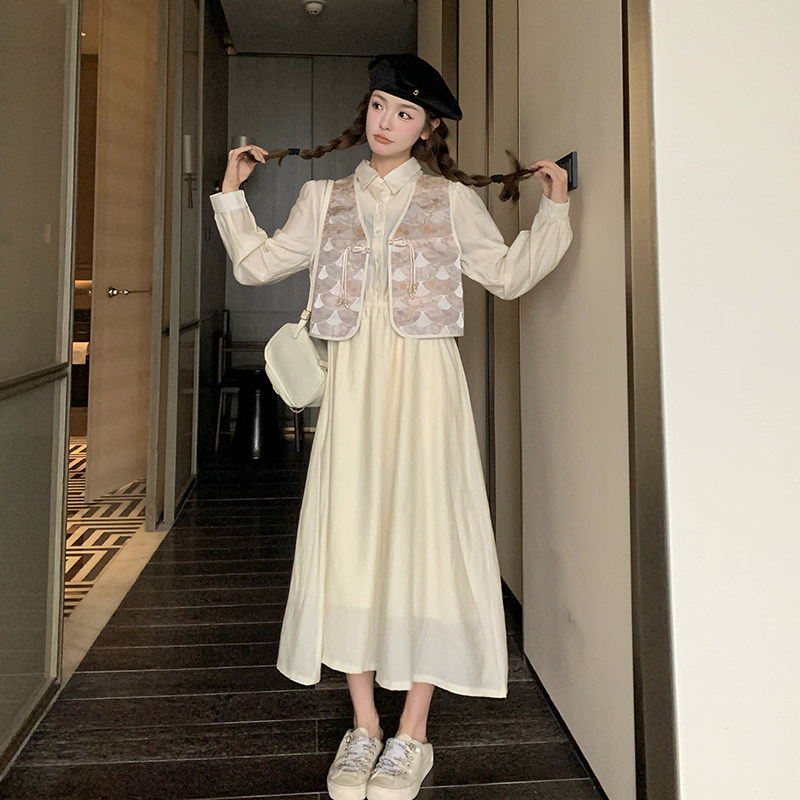新中式国风连衣裙马甲女2025春秋新款设计感气质小个子马甲,女装连衣裙,2C110