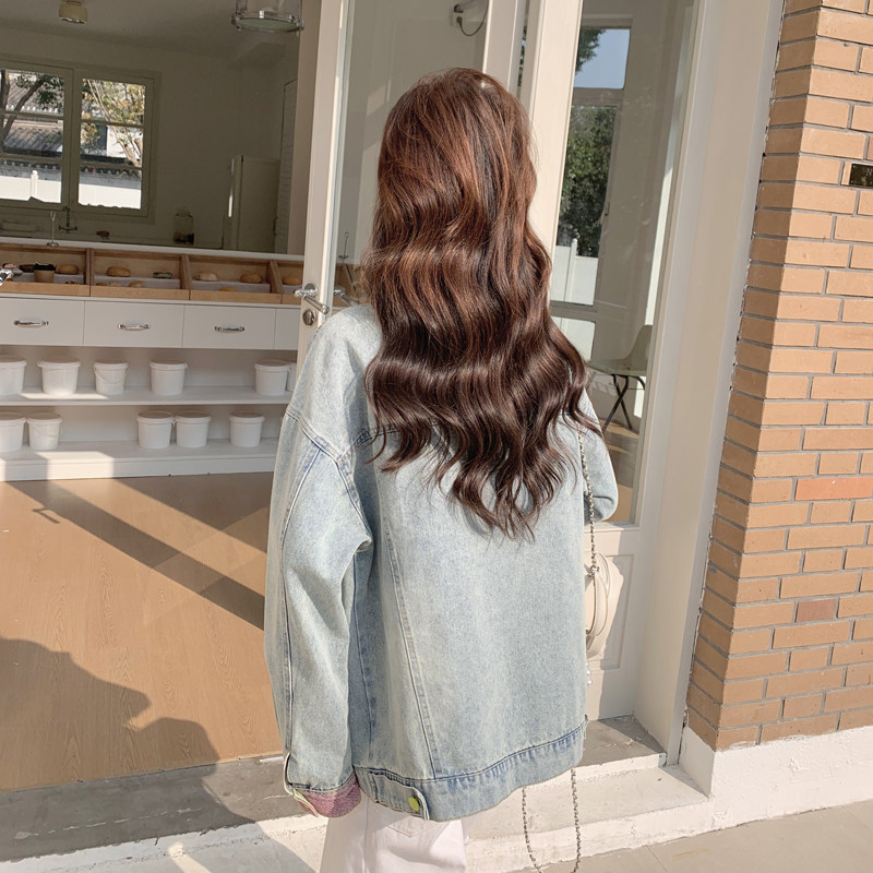 独特超好看设计感蓝色拼接牛仔外套女春秋2025高级感小众休闲夹克,女装短外套,2C266