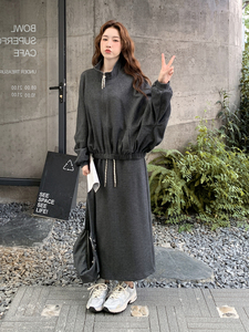 休闲运动灰色蝙蝠侠卫衣半身裙套装女春秋松弛感两件套爆款高级感图片