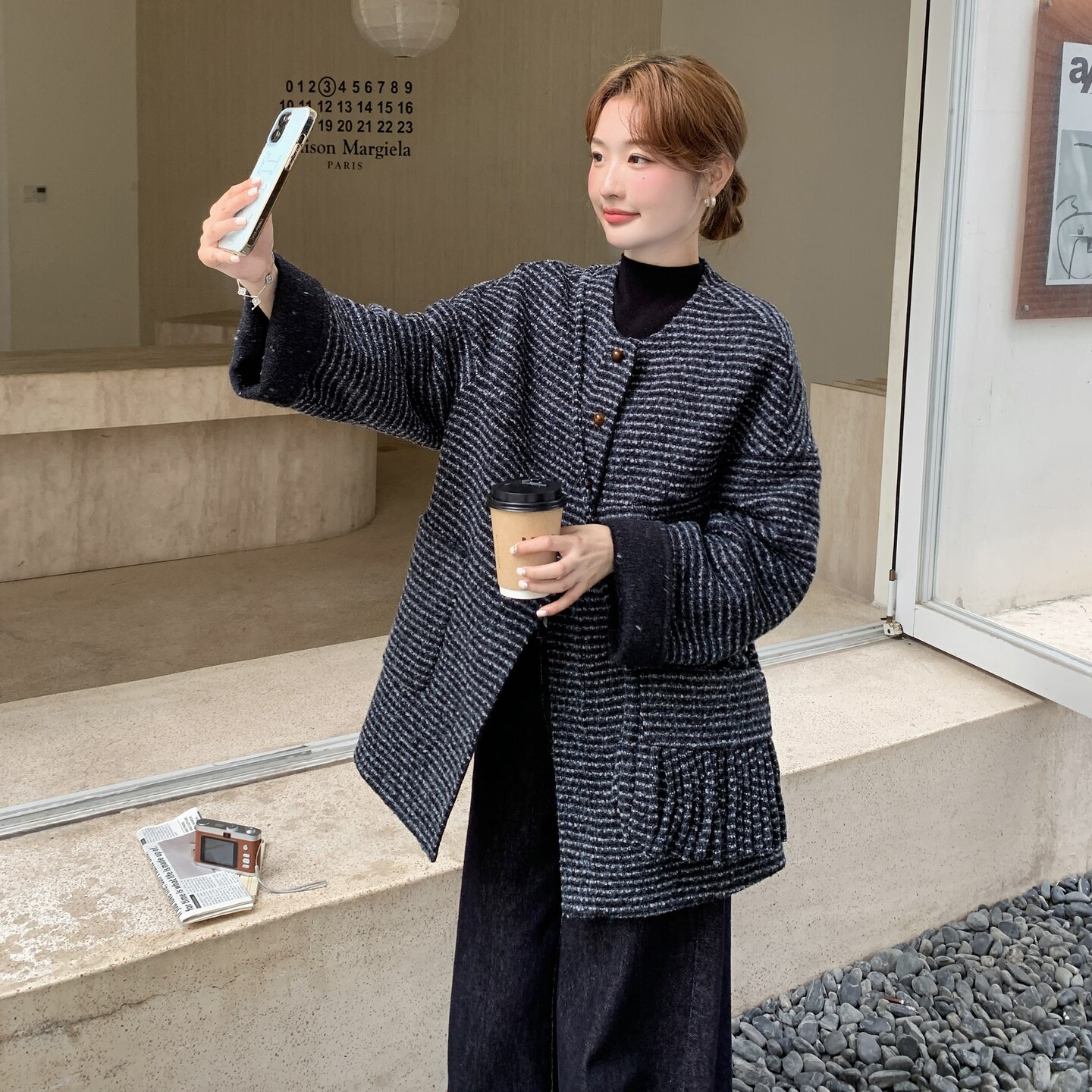 小香风粗花呢撞色毛呢外套女秋冬2025新款小个子流行独特漂亮大衣,女装毛呢外套,2C260