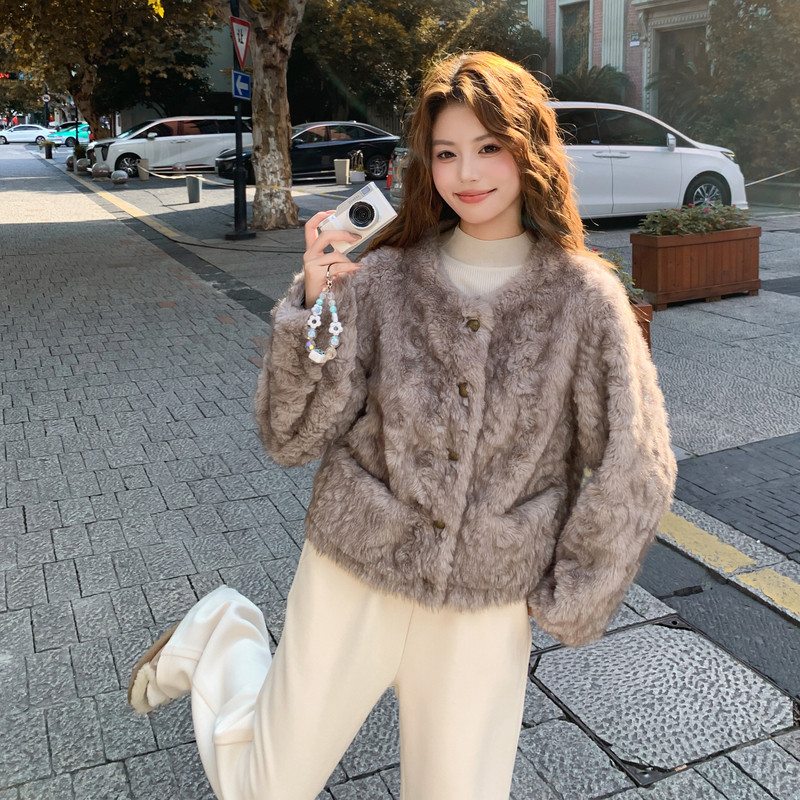 灰色皮毛一体外套女冬仿水貂毛皮草上衣毛毛2C353--709#P180K268,女装短外套,2C353