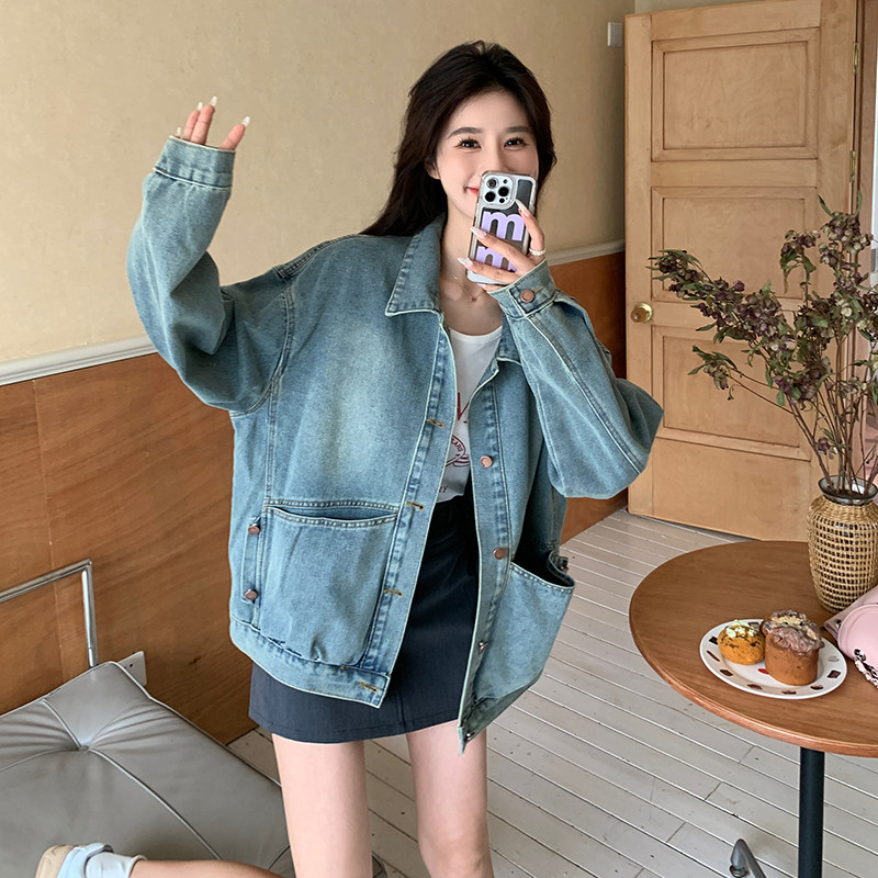 美式复古风短款牛仔外套女春秋2025新款超火好看高级小众夹克上衣图片