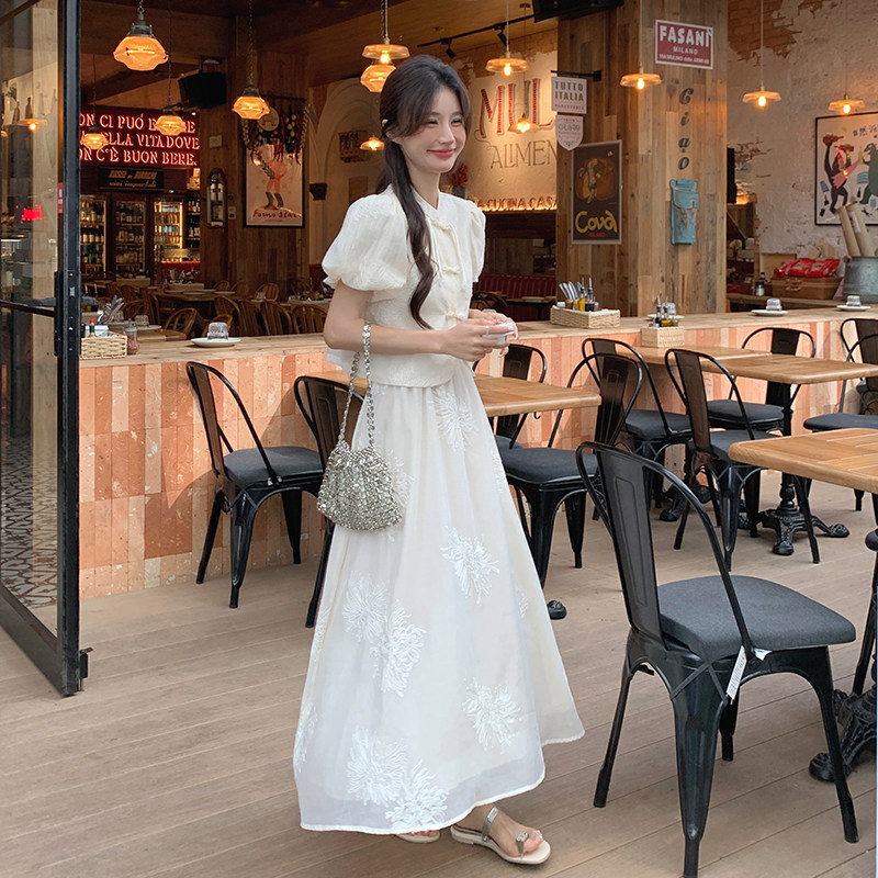 【现货主推】新中式套装提花盘扣衬衫半身裙两件套5030P145K218,女装套装/套裙,2C166
