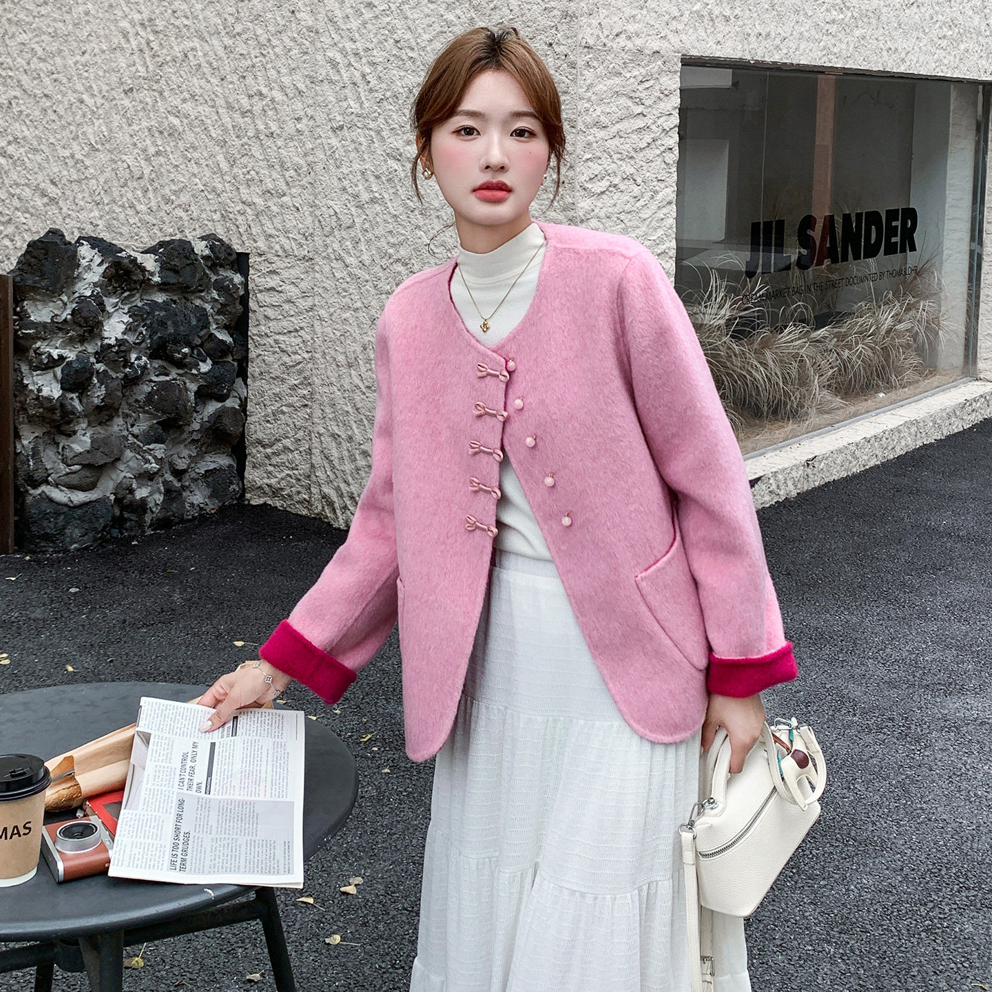 主推毛呢现货2025秋冬新款小个子羊毛外套1D085-12522-P285-K365,女装毛呢外套,1C130