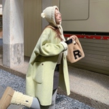 【现货】针织帽双面尼大衣D207P265K378，女装毛呢外套，2D008
