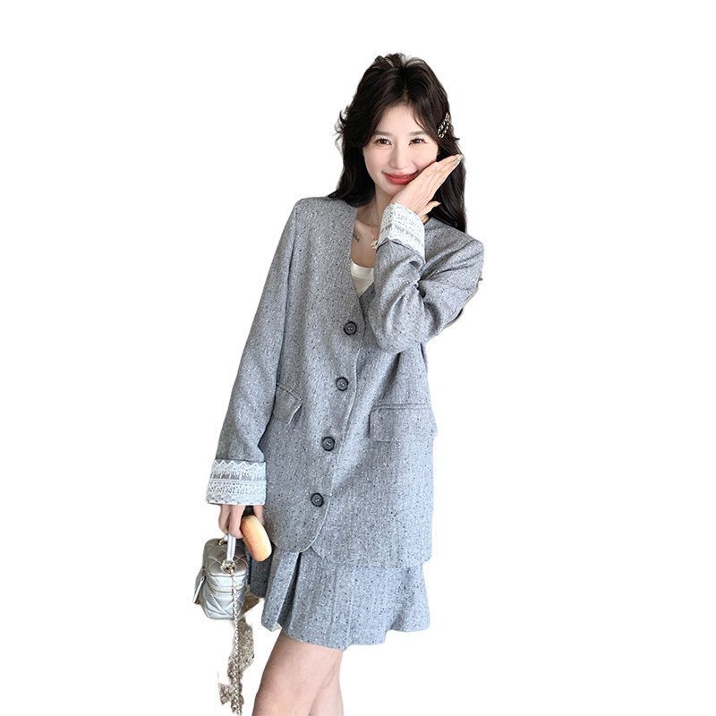 【现货】老钱风灰色西装裙套装088-7718P165K228,女装套装/套裙,2C088