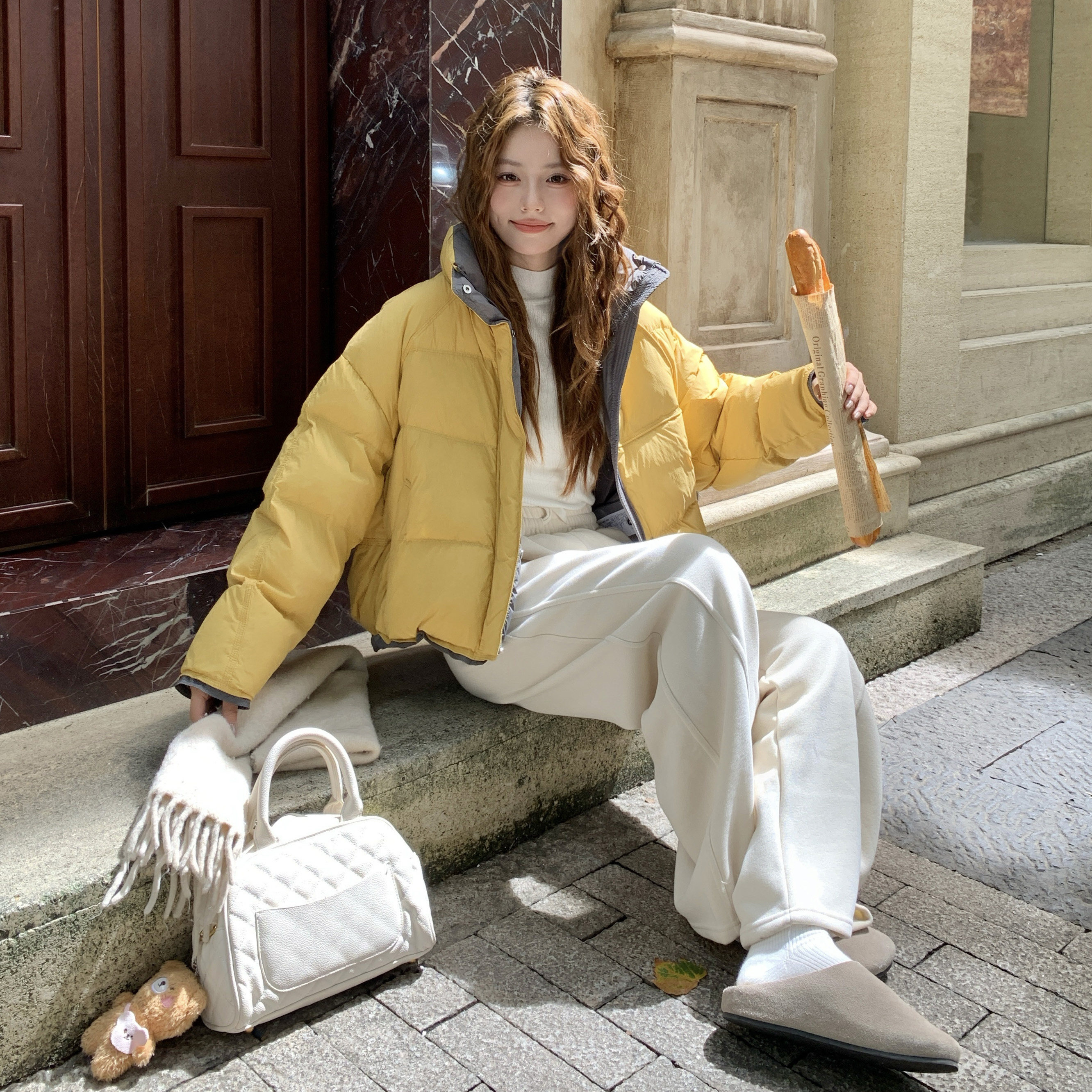 新款短款撞色羽绒服（50绒）2C122-F182-P235-K329,女装羽绒服,2C122