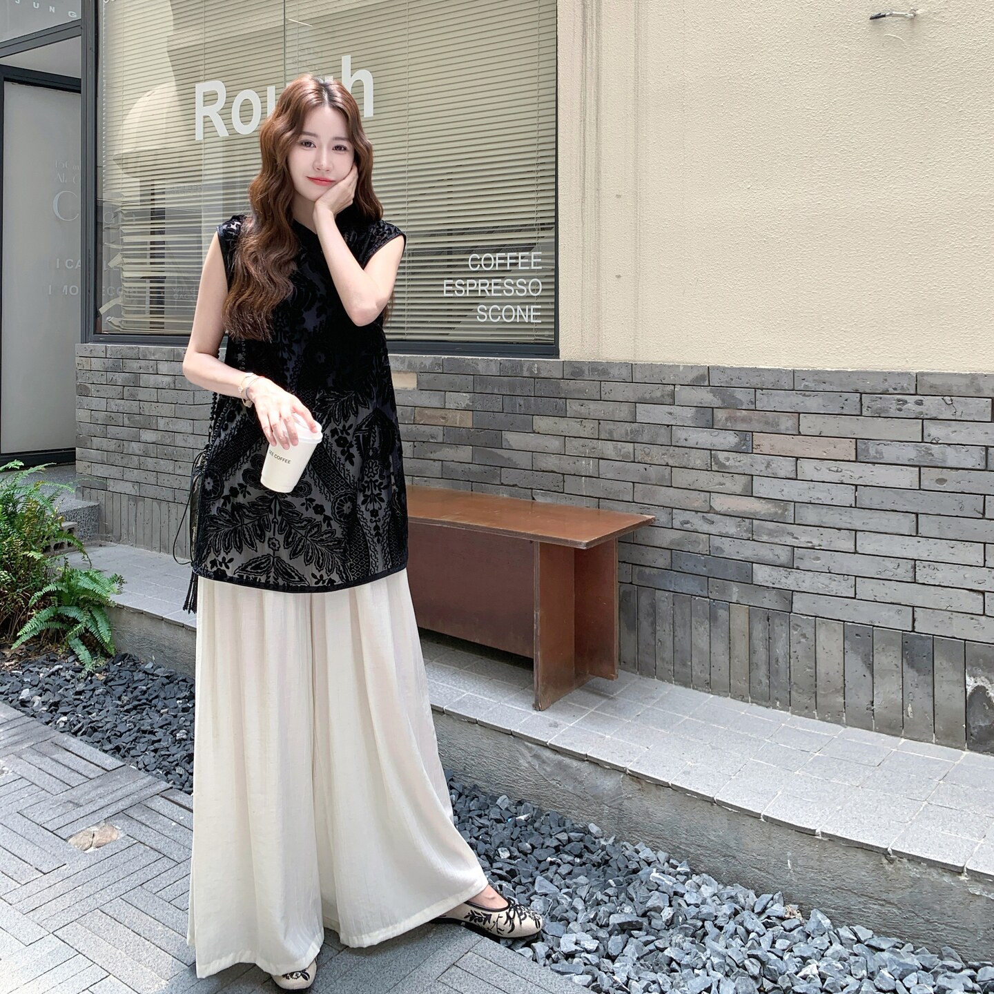 【现货】新中式风丝绒上衣+阔腿裤套装2C327-8821-P170控258,女装套装/套裙,2C327