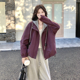 韩系小个子气质时尚百搭夹克卡其色针织披肩休闲短外套秋，女装短外套，2C159