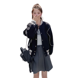 现货  新款学院风撞色拼接棒球服休闲外套图片