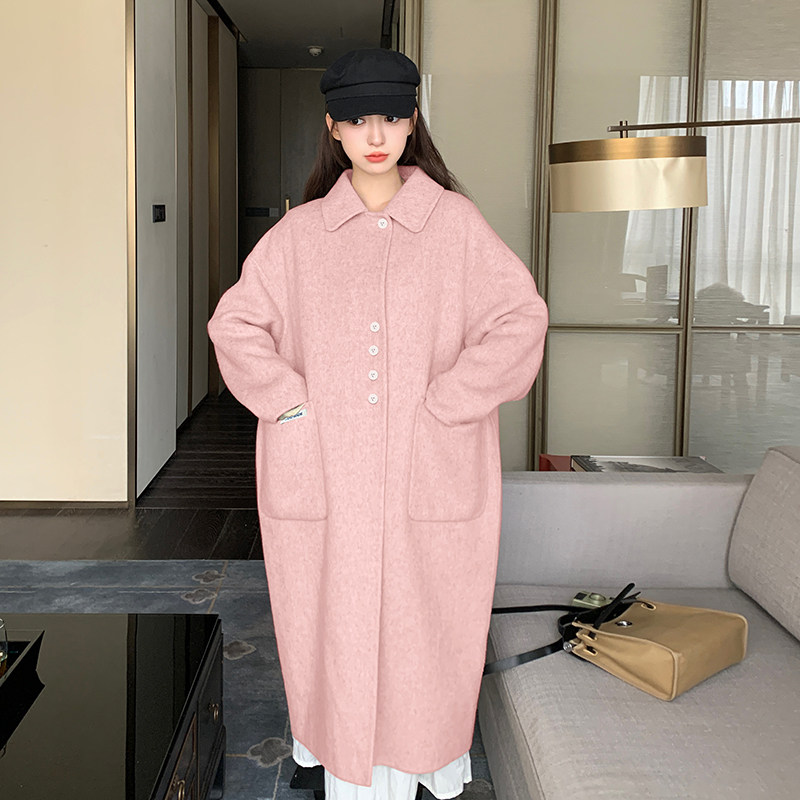 【新款】已出货有买家秀双面羊驼绒混色长毛大衣P260K388,女装毛呢外套,2C333