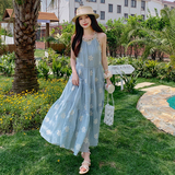 2025新款夏无袖设计感挂脖背心裙子法式温柔连衣裙女时尚洋气爆款，商品下架区，2C332