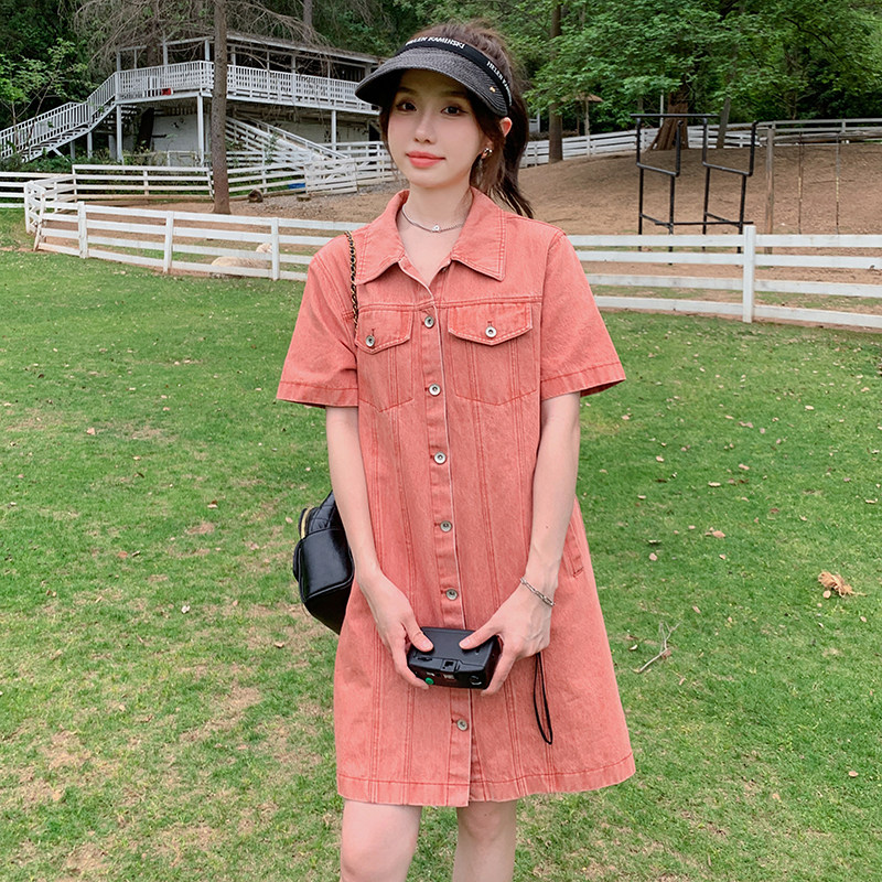 法式俏皮减龄牛仔连衣裙女2025夏季新款韩版宽松显瘦盐系直筒短裙图片