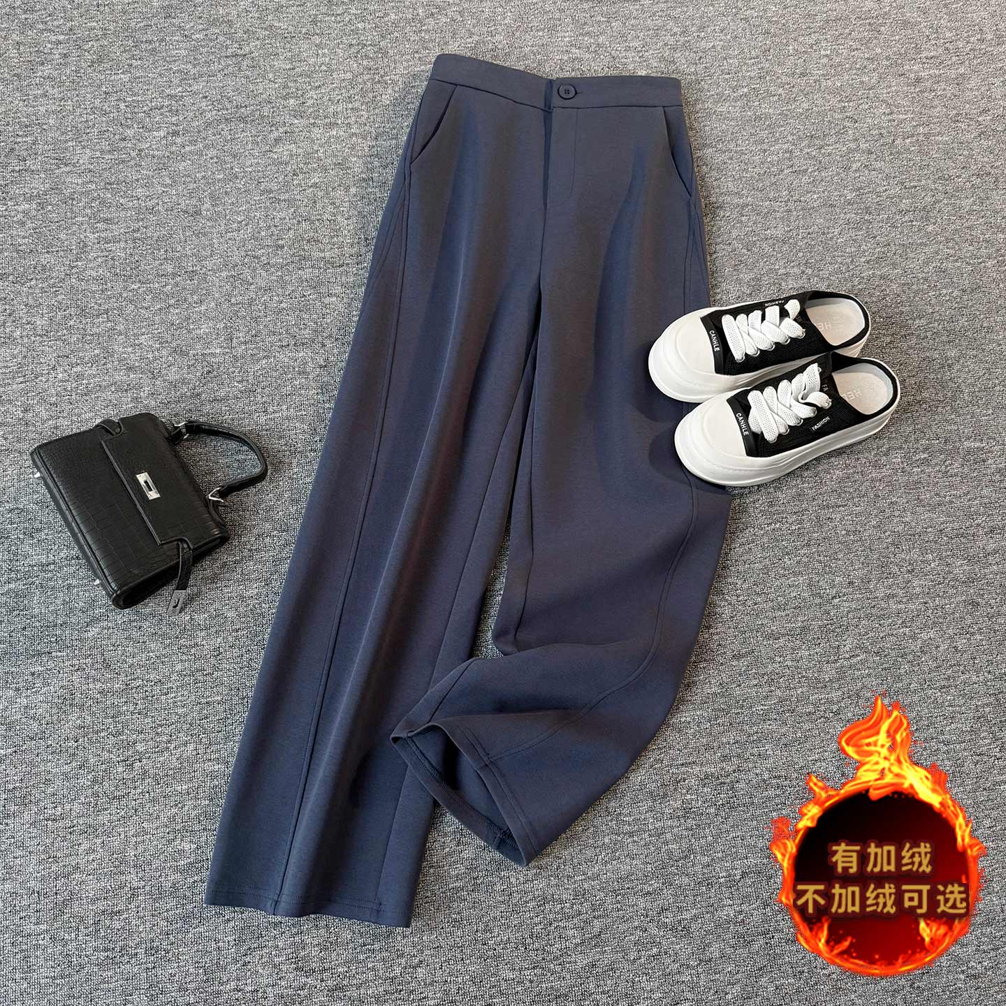 高级感时尚气质休闲套装女秋冬新款纯色拉链开衫卫衣阔腿裤两件套,女装套装/套裙,2C310