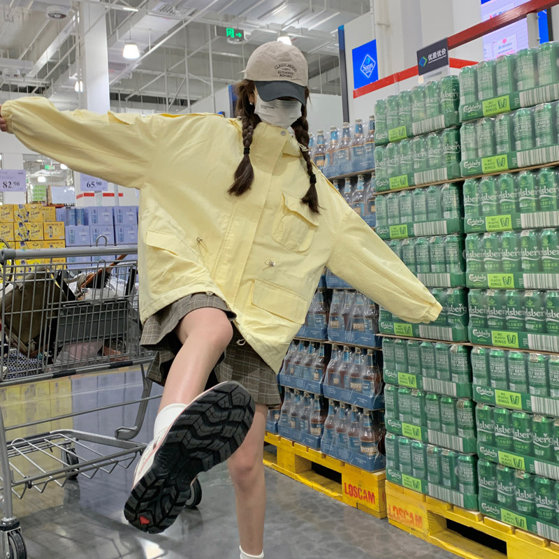 档口现货2025春装女装新款嫩黄色风衣外套8865p140-198,女装风衣,2C266