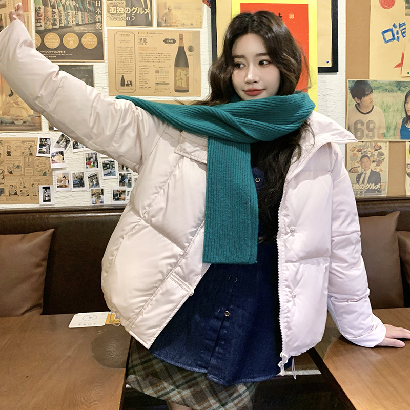 浅粉色立领90白鸭绒羽绒服女2025冬新款韩系chic小个子加厚面包服,女装羽绒服,2C320