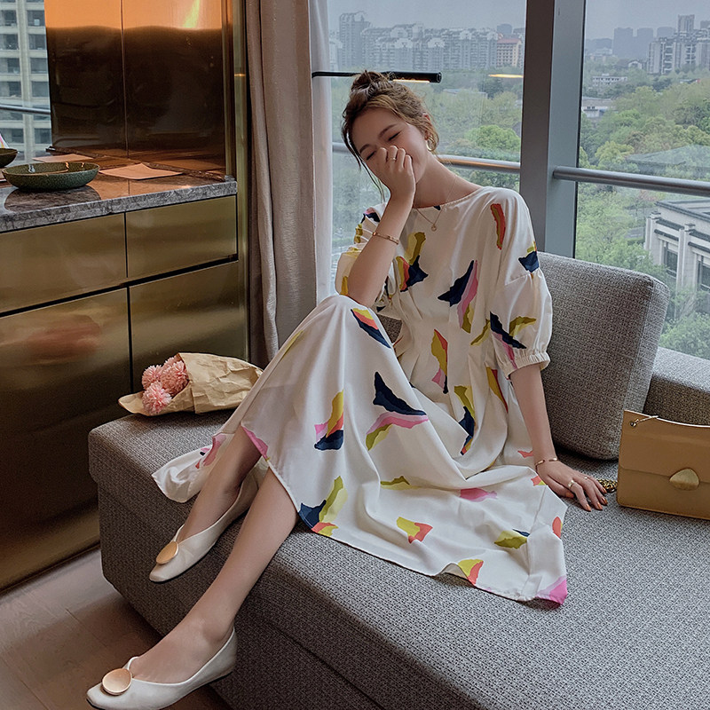 【现货+买家秀】C037-6102-P95-K148夏季圆领中长款连衣裙女,女装连衣裙,2C037