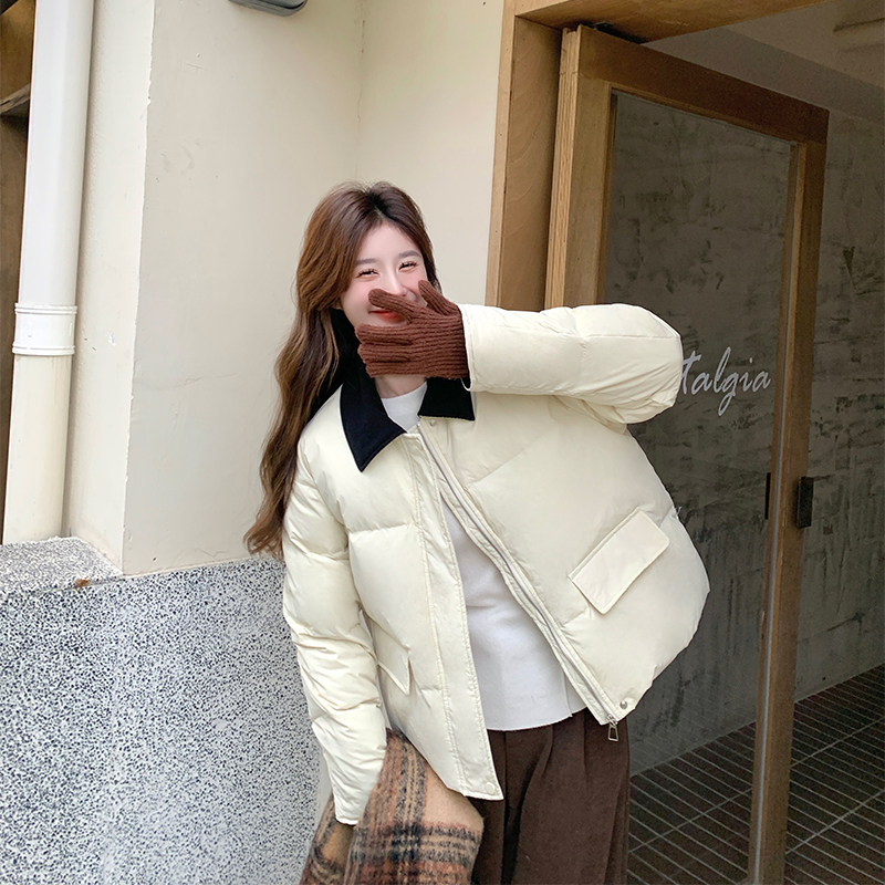 学院风今年流行羽绒服女2024冬季新款超好看加厚保暖白鸭绒面包服,女装羽绒服,维一诺（1D095）