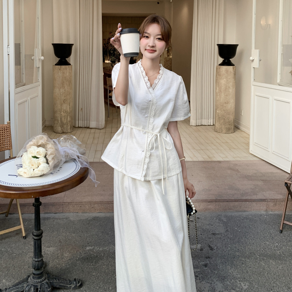 档口现货2025夏季女装新款杏色花边套裙2C233-A177-P160-K229,女装套装/套裙,2C233