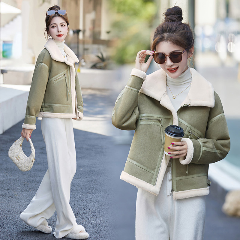 2025冬季新款皮毛一体机车服保暖外套,女装皮草,维一诺（1D095）