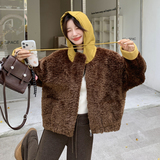 温柔韩系皮毛一体羊羔毛外套女秋冬2025新款时髦洋气爆款绝美棉服，女装皮草，2C215