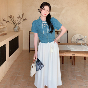 【档口现货】2025新款女装新中式牛仔休闲两件套266-P130-K180图片