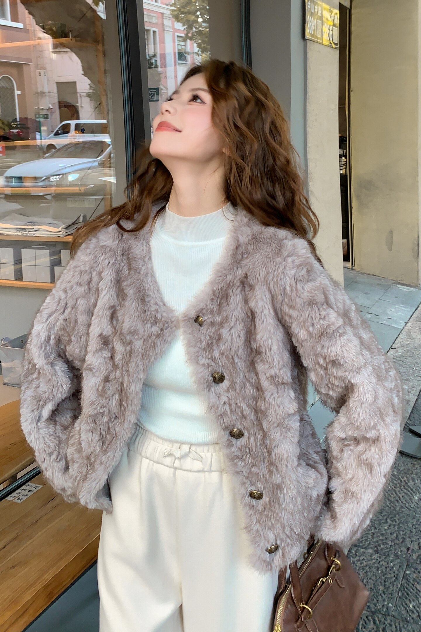 灰色皮毛一体外套女冬仿水貂毛皮草上衣毛毛2C353--709#P180K268,女装短外套,2C353