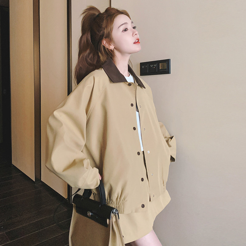 【】学院风撞色棒球服外套+半身裙套装1068-P145K198,女装套装/套裙,2C069