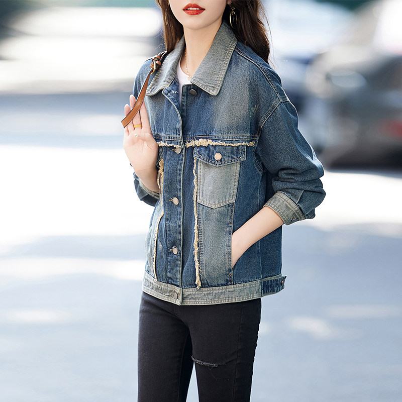 牛仔外套女春秋季2025年新款小个子百搭夹克上衣，女装牛仔外套，新感觉,女装短外套,新感觉