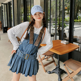 现货重工牛仔拼接背带裙2C122-8805-P145-K198，女装连衣裙，2C122